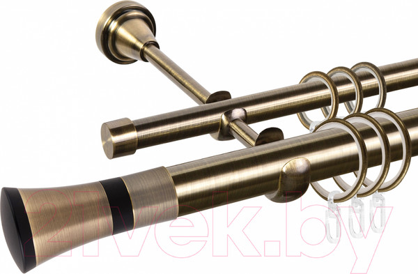 Изображение товара Карниз для штор АС ФОРОС Grace D25Г/16Г + наконечники Люксор черный (1.4м, антик)