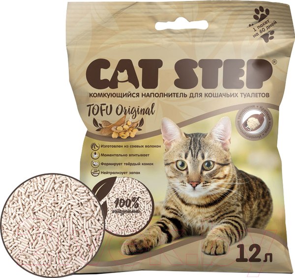 Наполнитель для туалета Cat Step Tofu Original / 20333003 (12л/5.4кг)