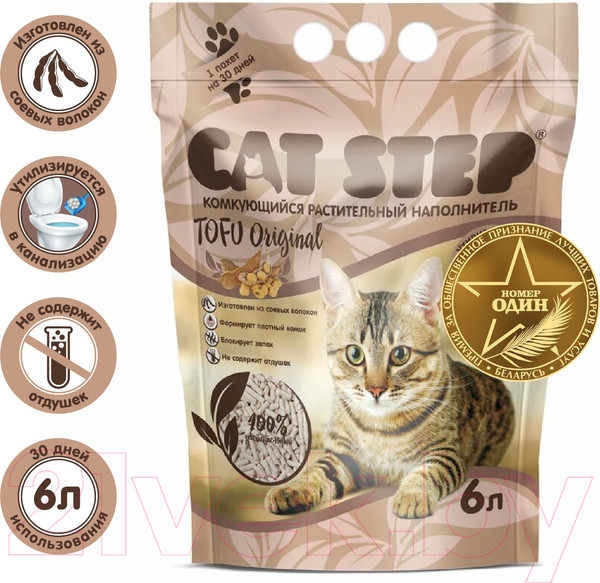 Изображение товара Наполнитель для туалета Cat Step Tofu Original / 20333001 (6л/2.7кг)
