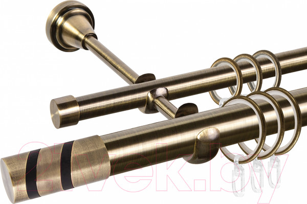 Изображение товара Карниз для штор АС ФОРОС Grace D25Г/16Г + наконечники Изольда черный (1.6м, антик)