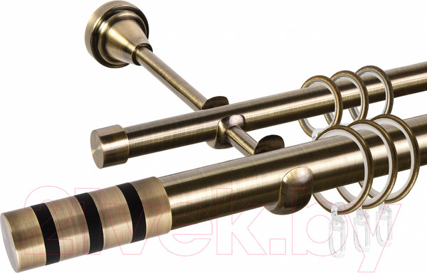 Изображение товара Карниз для штор АС ФОРОС Grace D25Г/16Г + наконечники Тристан черный (1.6м, антик)
