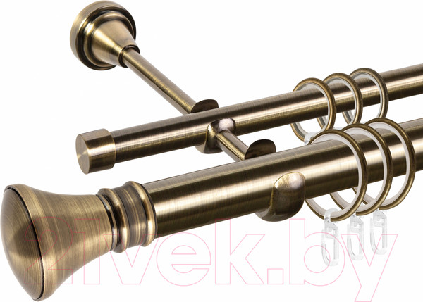 Изображение товара Карниз для штор АС ФОРОС Grace D25Г/16Г + наконечники Колокол (1.8м, антик)