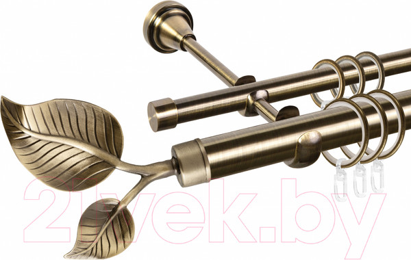 Изображение товара Карниз для штор АС ФОРОС Grace D25Г/16Г + наконечники Лист большой (1.8м, антик)