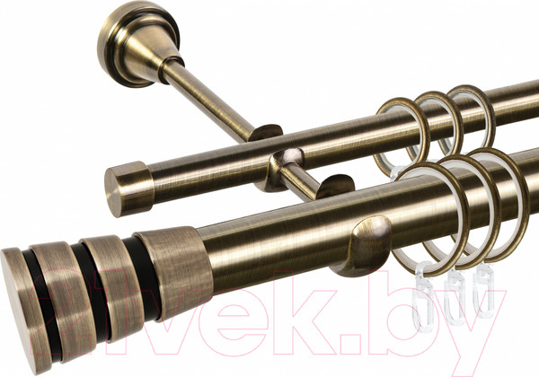 Изображение товара Карниз для штор АС ФОРОС Grace D25Г/16Г + наконечники Пегас черный (1.8м, антик)