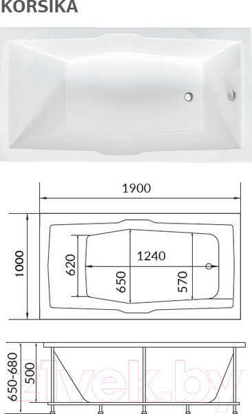 Изображение товара Ванна акриловая 1Марка Korsika 190x100