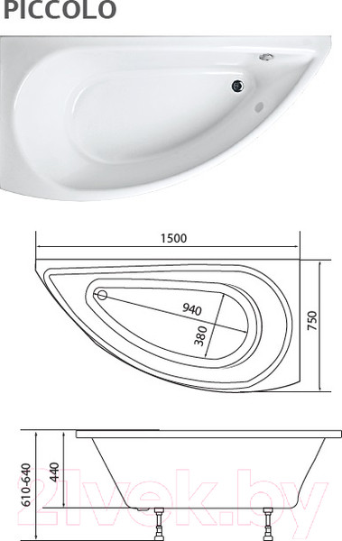Изображение товара Ванна акриловая 1Марка Piccolo 150x75 L