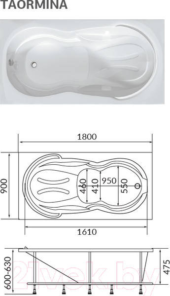 Изображение товара Ванна акриловая 1Марка Taormina 180x90