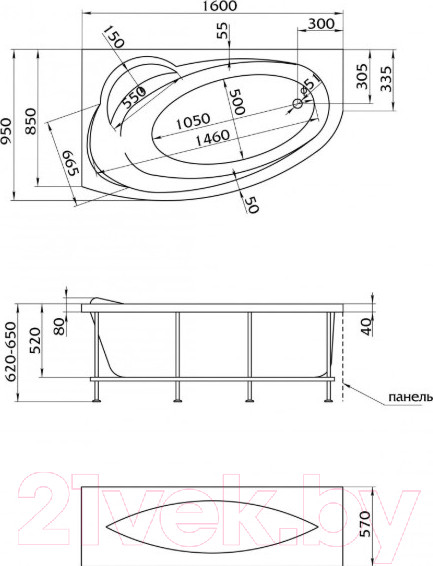 Изображение товара Ванна акриловая 1Марка Julianna 160x95 L