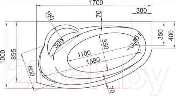 Изображение товара Ванна акриловая 1Марка Julianna 170x100 L