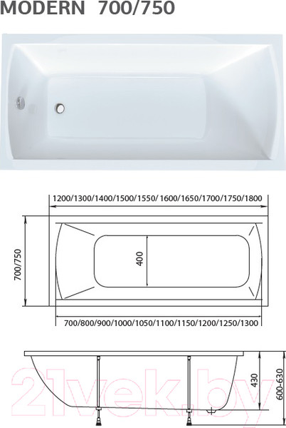 Изображение товара Ванна акриловая 1Марка Modern 120x70
