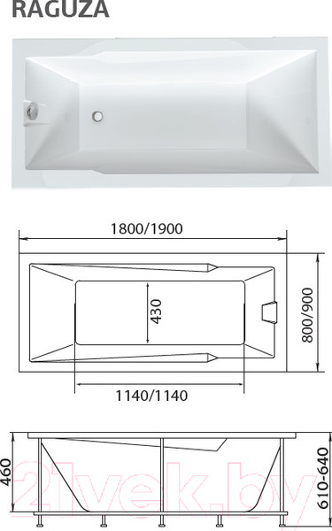 Изображение товара Ванна акриловая 1Марка Raguza 190x90