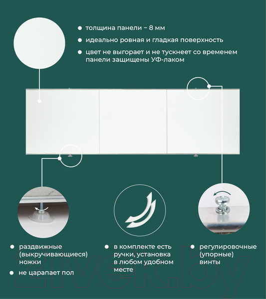 Изображение товара Экран для ванны Comfort Alumin Group Белый матовый 170