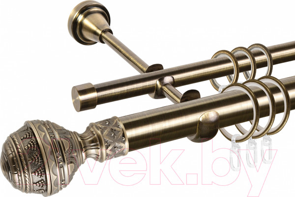 Изображение товара Карниз для штор АС ФОРОС Grace D25Г/16Г + наконечники Ампир (2.4м, антик)