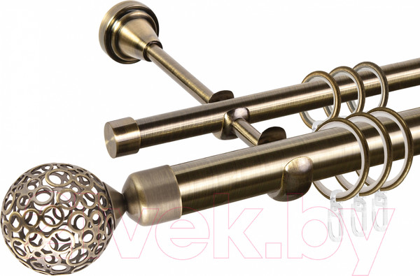 Изображение товара Карниз для штор АС ФОРОС Grace D25Г/16Г составной + наконечники Метеор (3м, антик)
