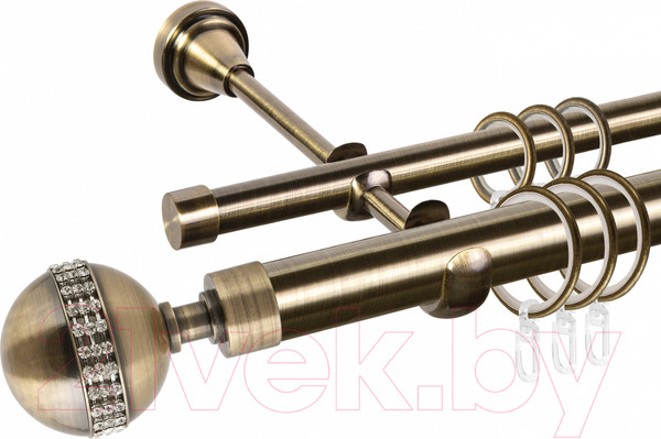 Изображение товара Карниз для штор АС ФОРОС Grace D25Г/16Г составной + наконечники Авея (3м, антик)