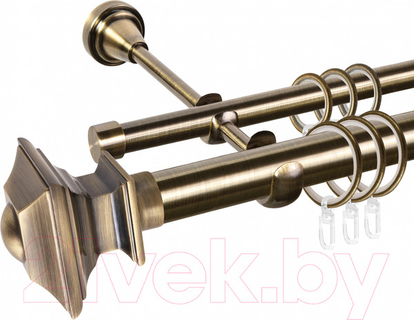 Изображение товара Карниз для штор АС ФОРОС Grace D25Г/16Г составной + наконечники Верди (3м, антик)