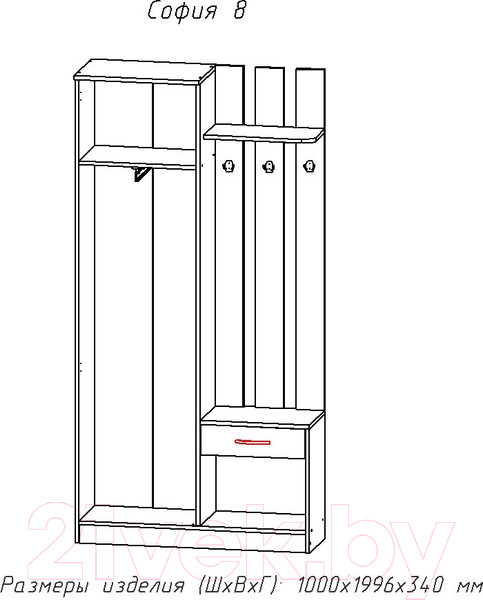 Изображение товара Секция в прихожую Астрид Мебель София-8 / ЦРК.СОФ.08 (анкор белый)