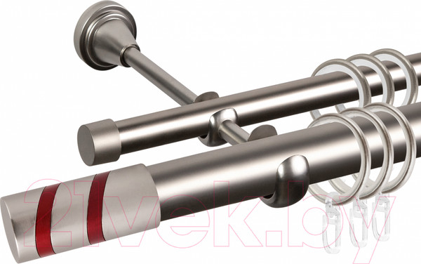 Изображение товара Карниз для штор АС ФОРОС Grace D25Г/16Г + наконечники Изольда сатин/красный (1.8м, сатин)