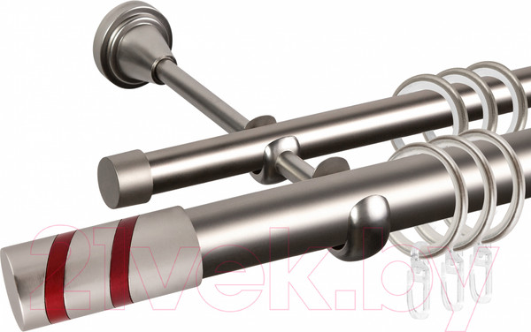 Изображение товара Карниз для штор АС ФОРОС Grace D25Г/16Г + наконечники Изольда красный (2м, сатин)