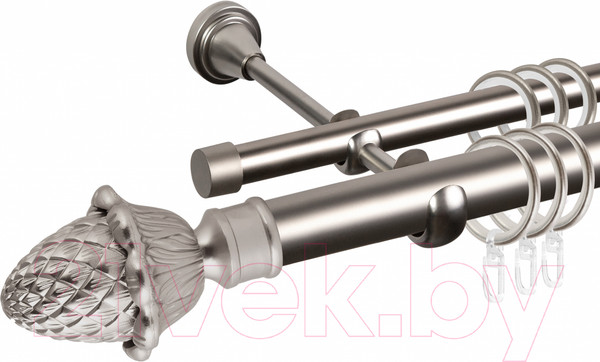 Изображение товара Карниз для штор АС ФОРОС Grace D25Г/16Г + наконечники Магнолия (2.4м, сатин)