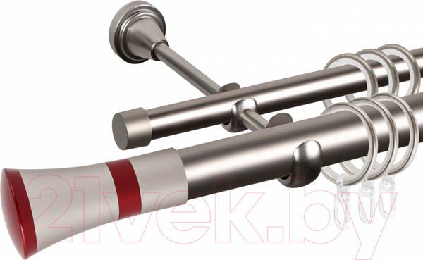 Изображение товара Карниз для штор АС ФОРОС Grace D25Г/16Г + наконечники Люксор красный (2м, сатин)