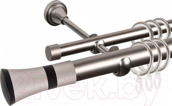 Изображение товара Карниз для штор АС ФОРОС Grace D25Г/16Г + наконечники Люксор черный (3м, сатин)