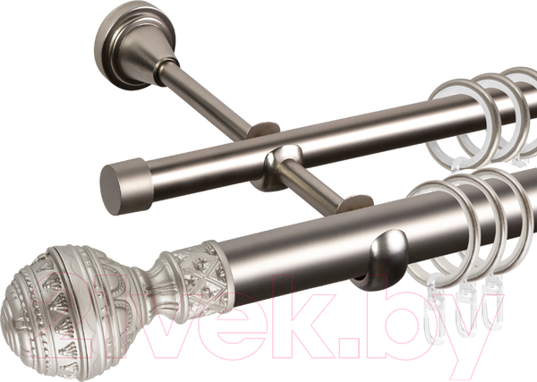 Изображение товара Карниз для штор АС ФОРОС Grace D25Г/16Г составной + наконечники Ампир (3м, сатин)