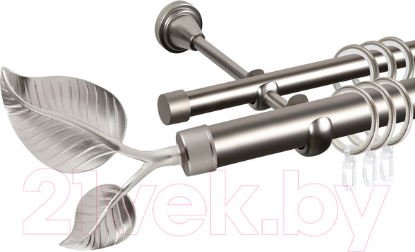 Изображение товара Карниз для штор АС ФОРОС Grace D25Г/16Г составной + наконечники Лист большой (3м, сатин)