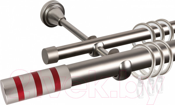 Изображение товара Карниз для штор АС ФОРОС Grace D25Г/16Г составной + наконечники Тристан красный (3м, сатин)