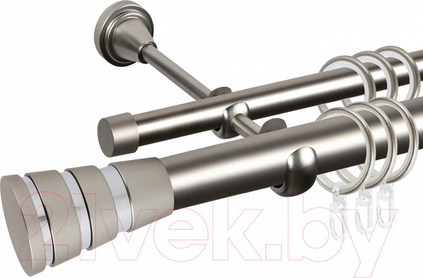 Изображение товара Карниз для штор АС ФОРОС Grace D25Г/16Г + наконечники Пегас хром (2м, сатин)