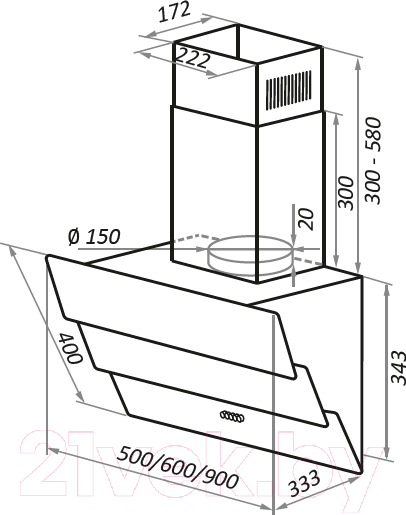 Изображение товара Вытяжка наклонная Maunfeld Cascada 60 (белый)