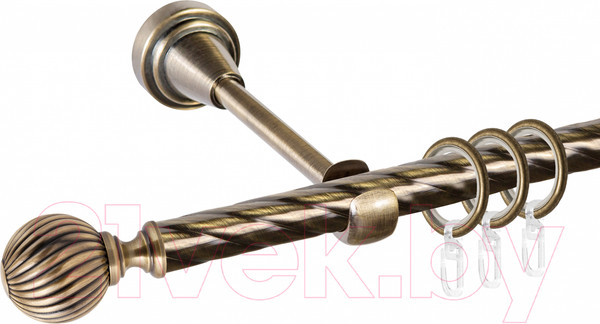 Изображение товара Карниз для штор АС ФОРОС Grace D25К + наконечники Орион (1.4м, антик)