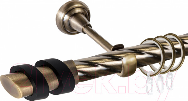 Изображение товара Карниз для штор АС ФОРОС Grace D25К + наконечники Вена черный (1.6м, антик)