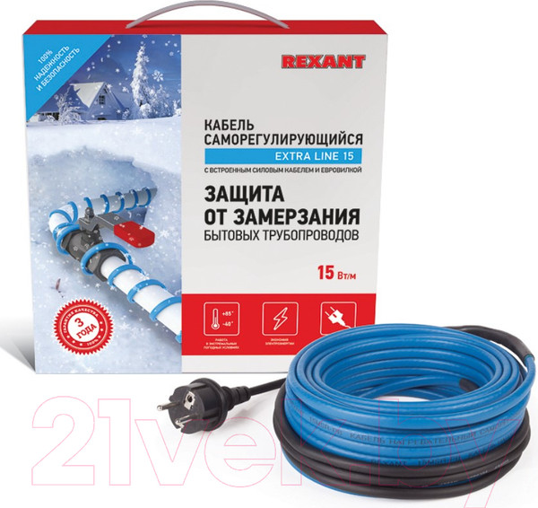 Изображение товара Греющий кабель для труб Rexant Саморегулирующийся 15MSR-PB / 51-0620