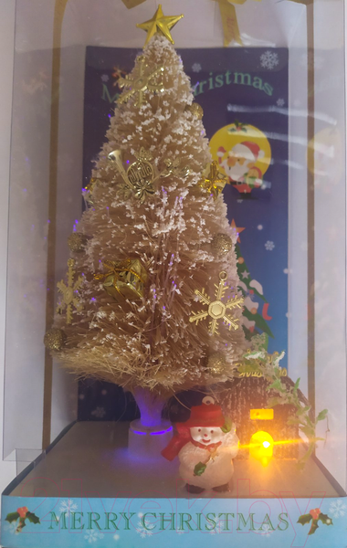 Изображение товара Елка декоративная Merry Bear Настольная белая украшенная с подсветкой / L55-F1281B/2