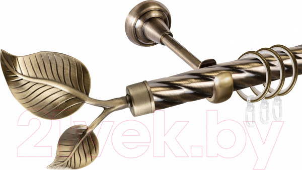 Изображение товара Карниз для штор АС ФОРОС Grace D25К + наконечники Лист большой (1.8м, антик)