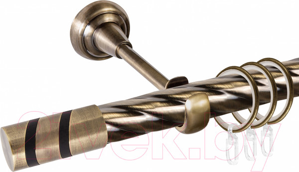Изображение товара Карниз для штор АС ФОРОС Grace D25К + наконечники Изольда черный (2м, антик)