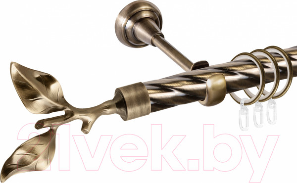 Изображение товара Карниз для штор АС ФОРОС Grace D25К + наконечники Лист розы (2.4м, антик)