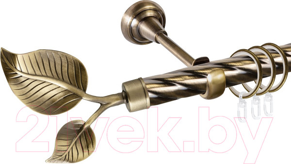 Изображение товара Карниз для штор АС ФОРОС Grace D25К составной + наконечники Лист большой (3м, антик)