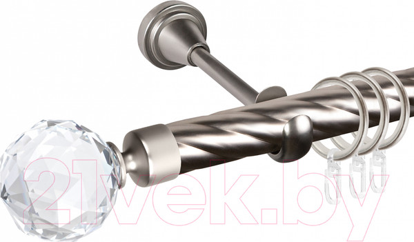 Изображение товара Карниз для штор АС ФОРОС Grace D25К + наконечники Кристалл (1.6м, сатин)