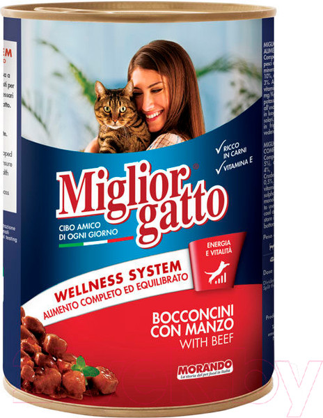 Изображение товара Влажный корм для кошек Miglior Gatto Classic Beef (405г)