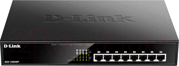 Изображение товара Коммутатор D-Link DGS-1008MP/B1A
