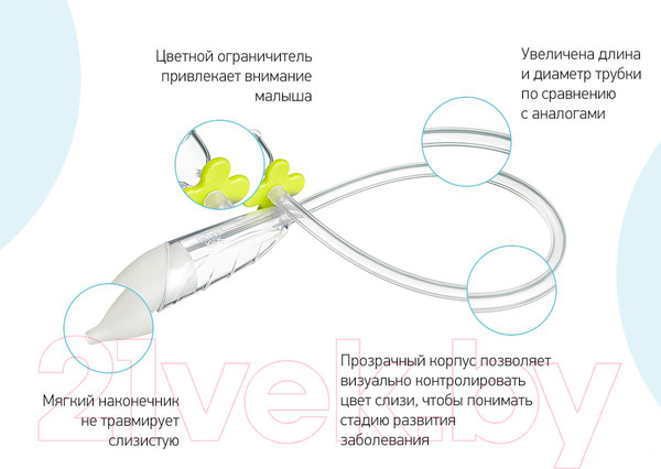 Изображение товара Аспиратор детский Roxy-Kids С мягким наконечником RND-27-116 / 4881409 (зеленый)