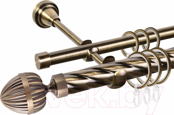 Изображение товара Карниз для штор АС ФОРОС Grace D25К/16Г + наконечники Милано (1.8м, антик)