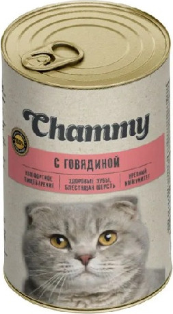 Изображение товара Влажный корм для кошек Chammy Говядина в соусе (415г)