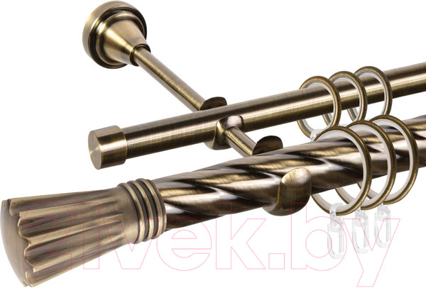 Изображение товара Карниз для штор АС ФОРОС Grace D25К/16Г + наконечники Буэнос (2м, антик)