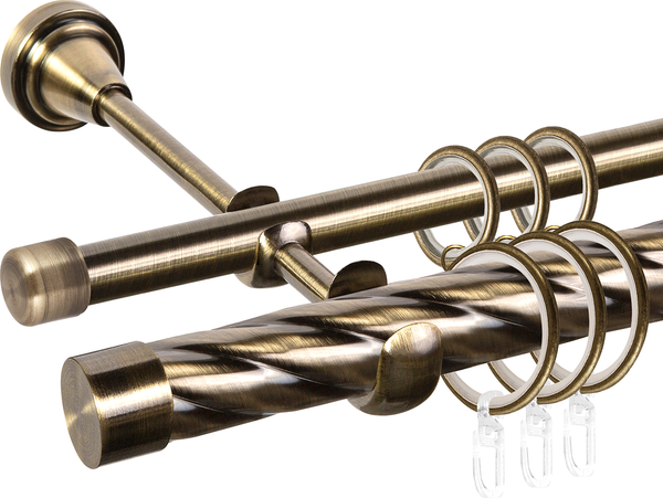 Изображение товара Карниз для штор АС ФОРОС Grace D25К/16Г + заглушка Плоская (3м, антик)