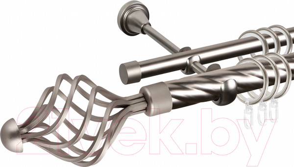 Изображение товара Карниз для штор АС ФОРОС Grace D25К/16Г + наконечники Ажур 245 (1.6м, сатин)