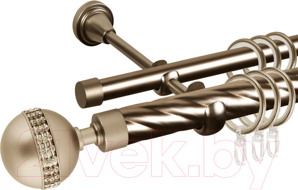 Изображение товара Карниз для штор АС ФОРОС Grace D25К/16Г составной + наконечники Авея (3м, антик)