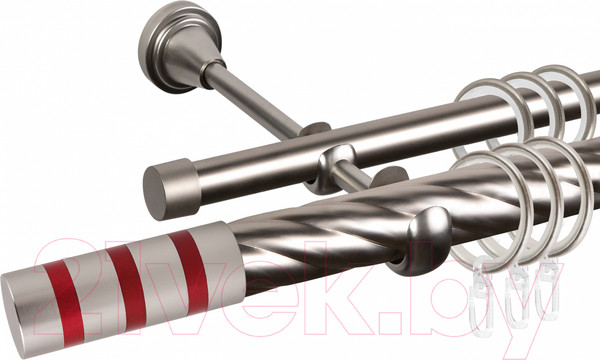 Изображение товара Карниз для штор АС ФОРОС Grace D25К/16Г + наконечники Тристан красный (1.6м, сатин)